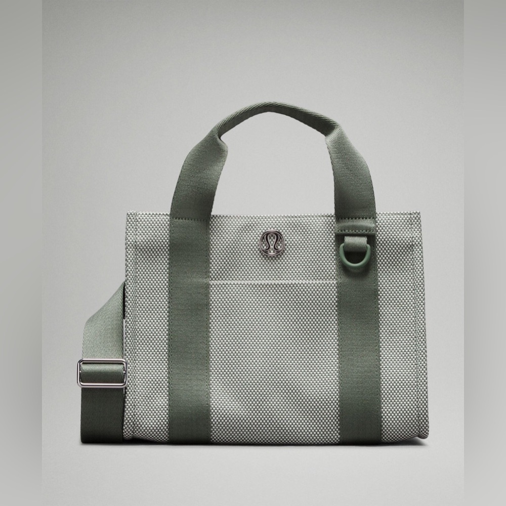 Lululemon Two Tone Canvas Mini Shoulder Tote Bag 4.5L Grey Eucalyptus/Ivory NWT